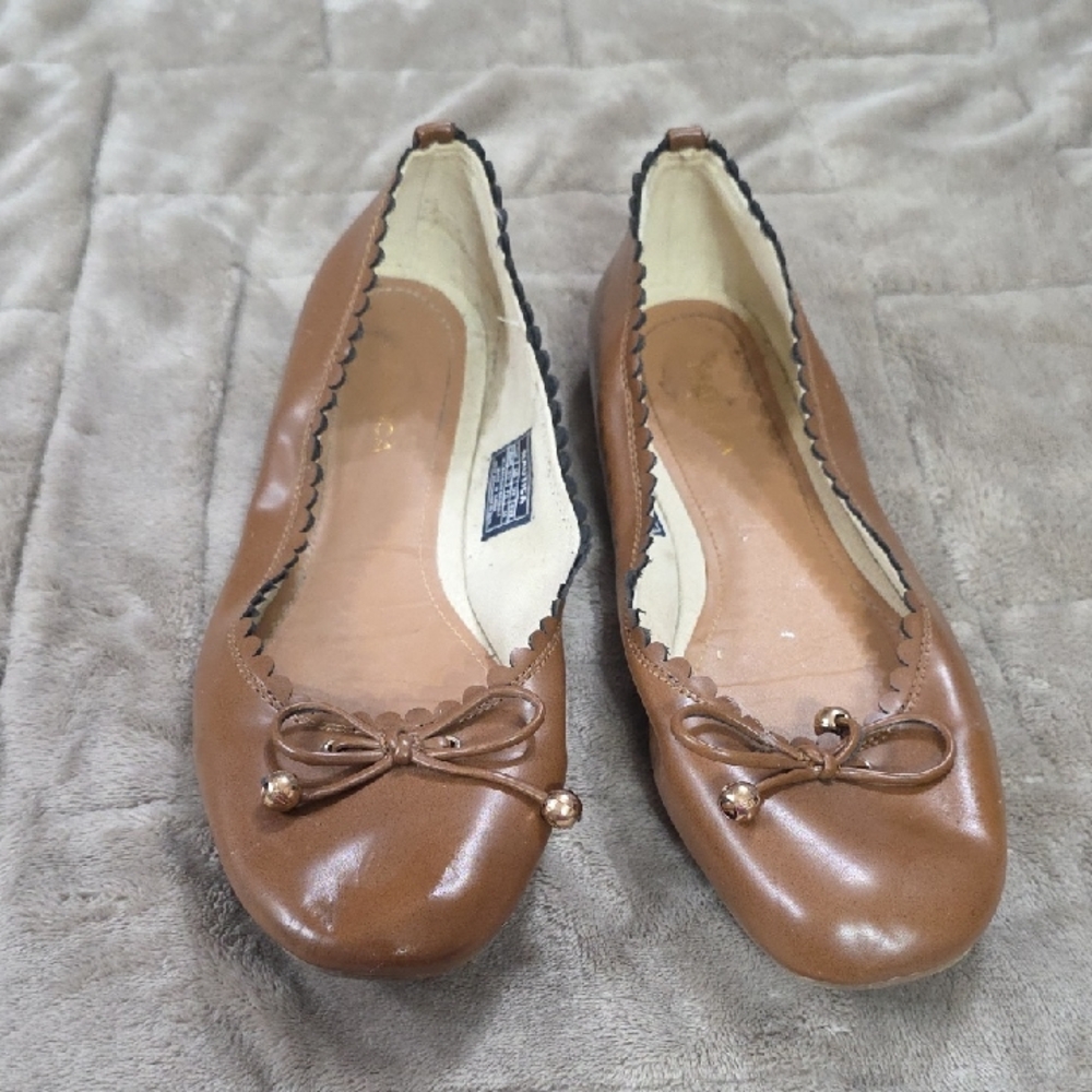Nautica‎ "Purnan" Women's Ballet Flats Shoes Caramel Brown Scalloped Sz 9.5 GUC